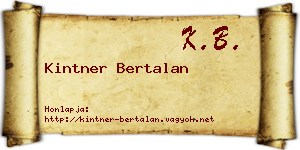 Kintner Bertalan névjegykártya